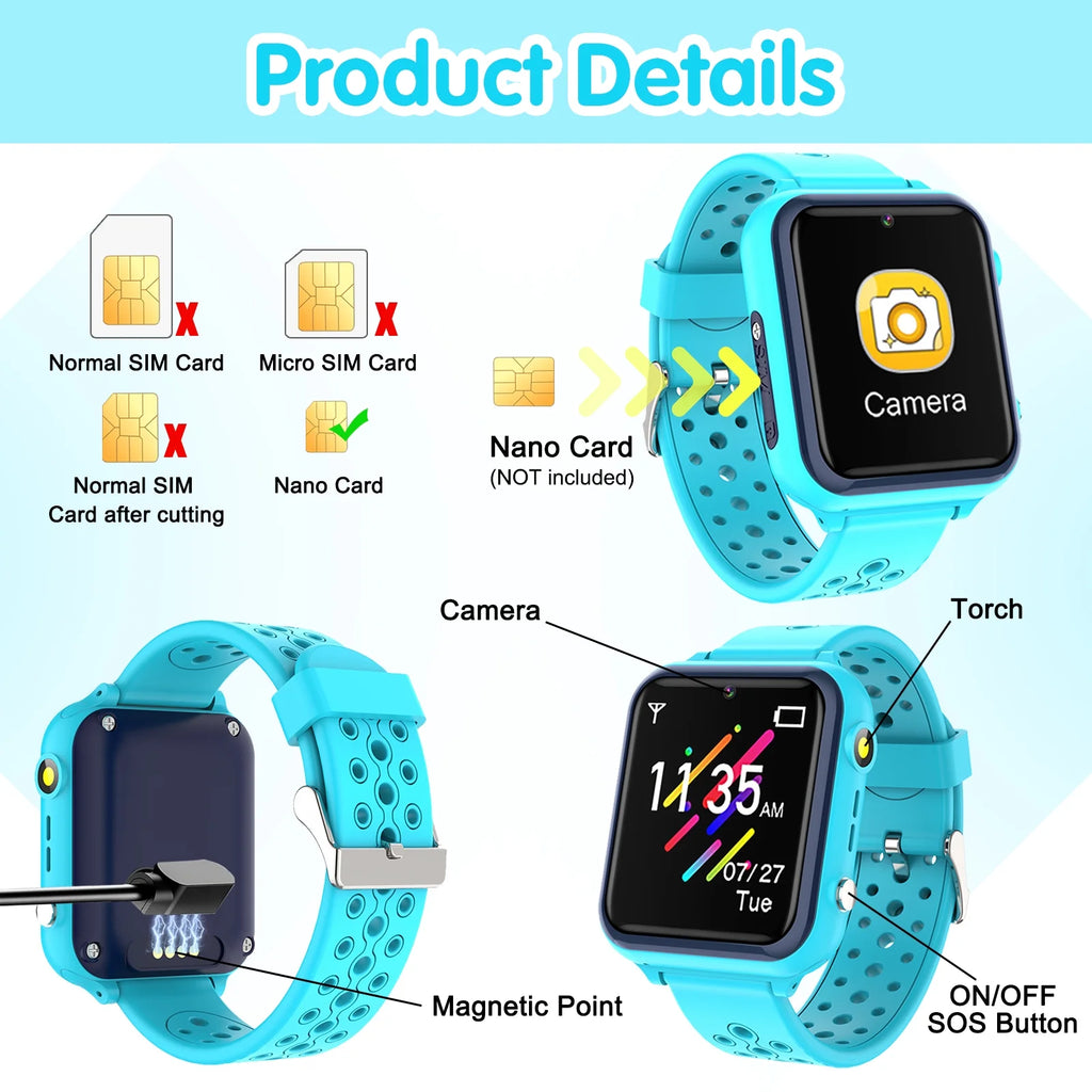 Kids Smart Watch with 2 Way Call Camera Music G6522