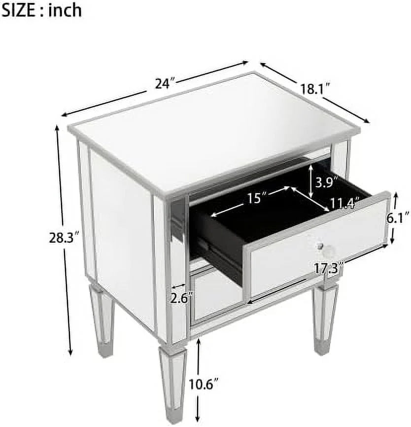Mirrored 2 Drawer Nightstand J34139