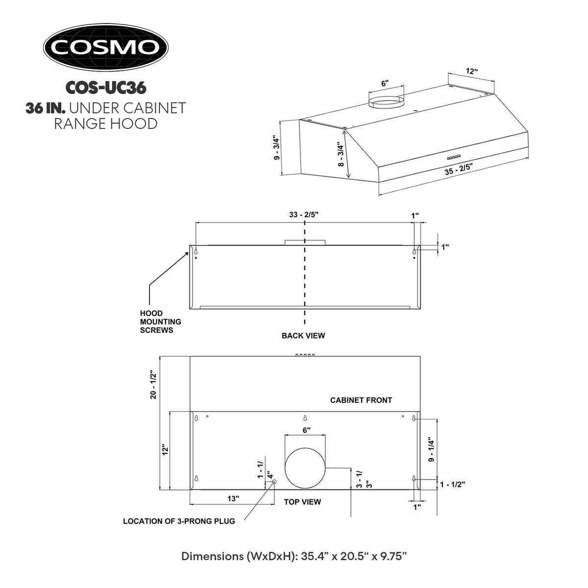 36" 380 CFM Ducted Under Cabinet Range Hood Stainless Steel B90830