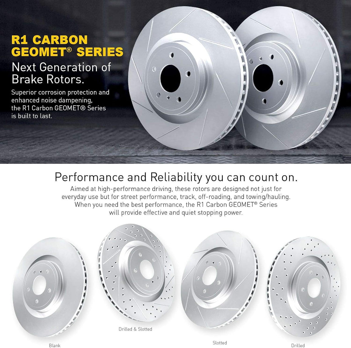 Carbon Series Front Diamond Slotted Brake Rotors with Ceramic Brake Pads J2581