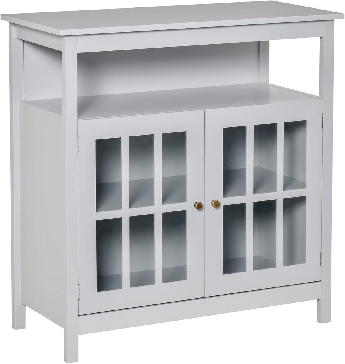Grey Kitchen Storage Sideboard Cabinet with Glass Door and Adjustable Shelf D333917