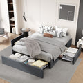 Dark Grey Full Size Platform Bed Frame with 3 Storage Drawers B8354