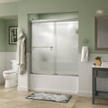 Semi-Frameless Sliding Bathtub Door in Chrome with Rain Glass R64164