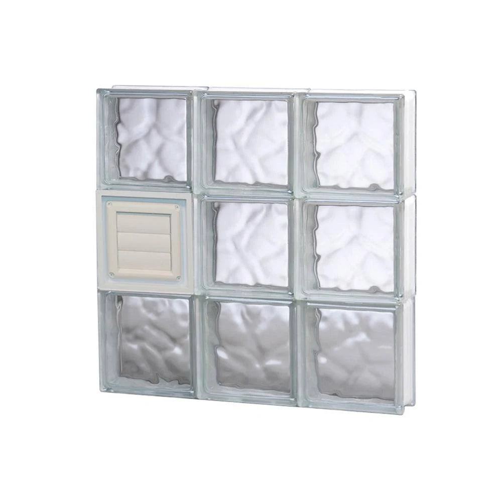 Frameless Wave Pattern Glass Block Window with Dryer Vent C987451
