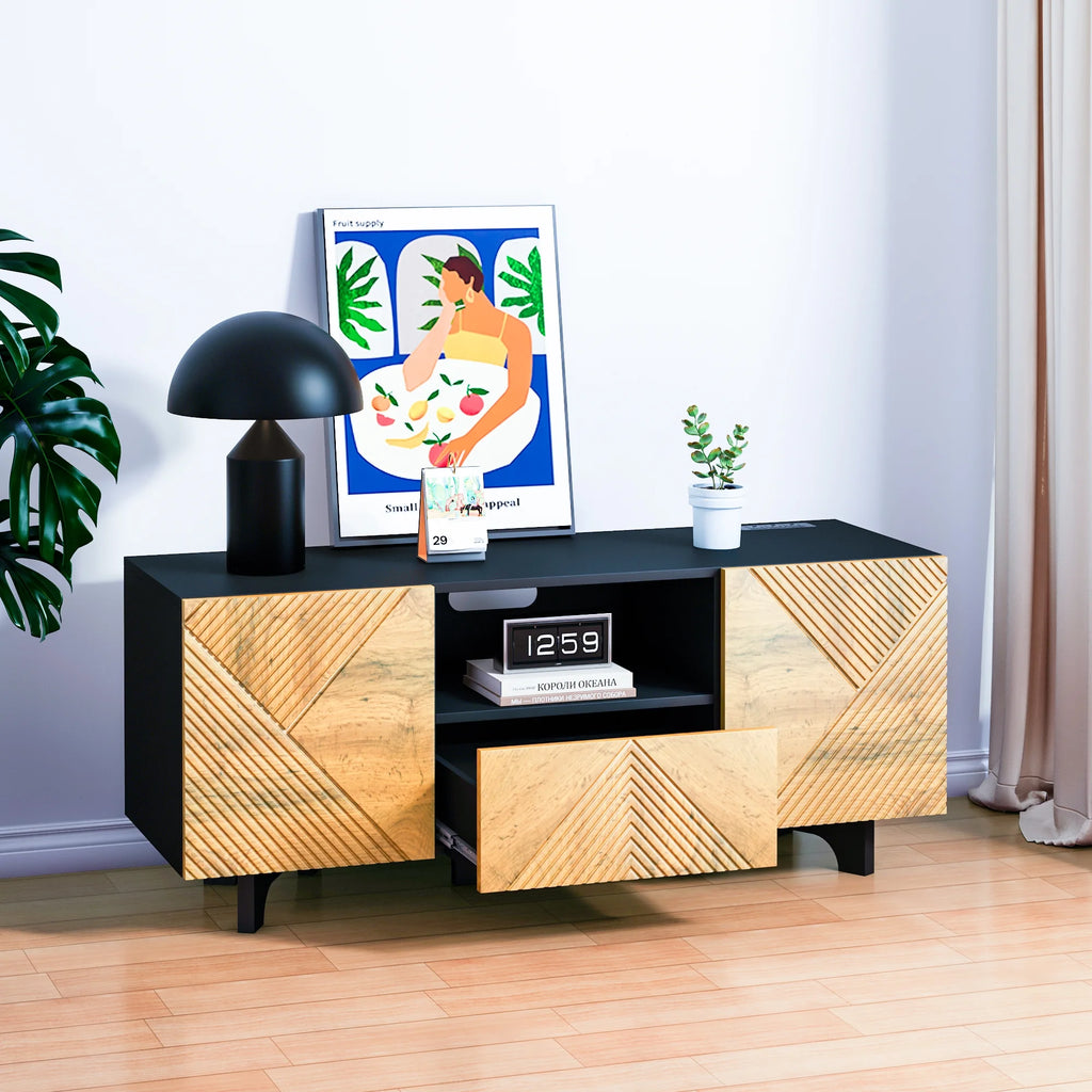 Mid Century Modern TV Stand with Power Outlets F995253