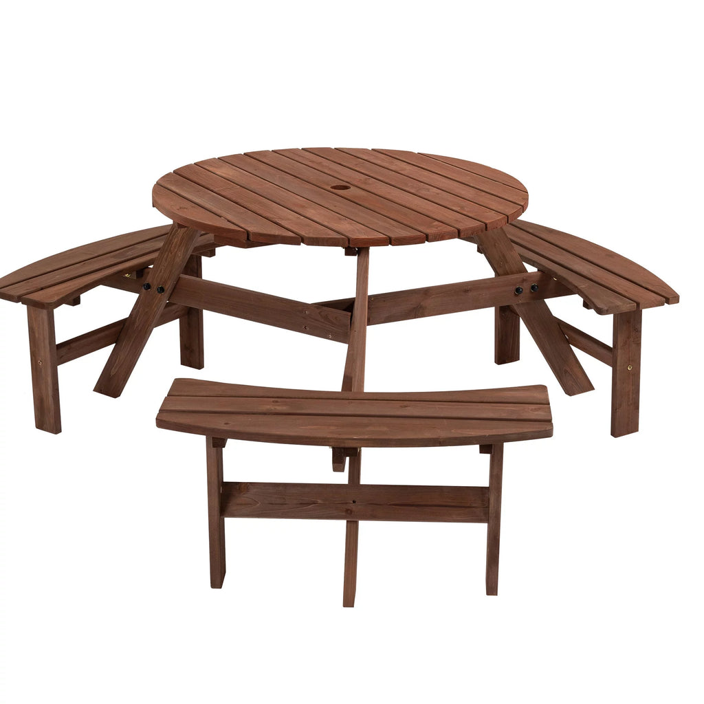 Wooden Picnic Table with Built-in Benches H54313