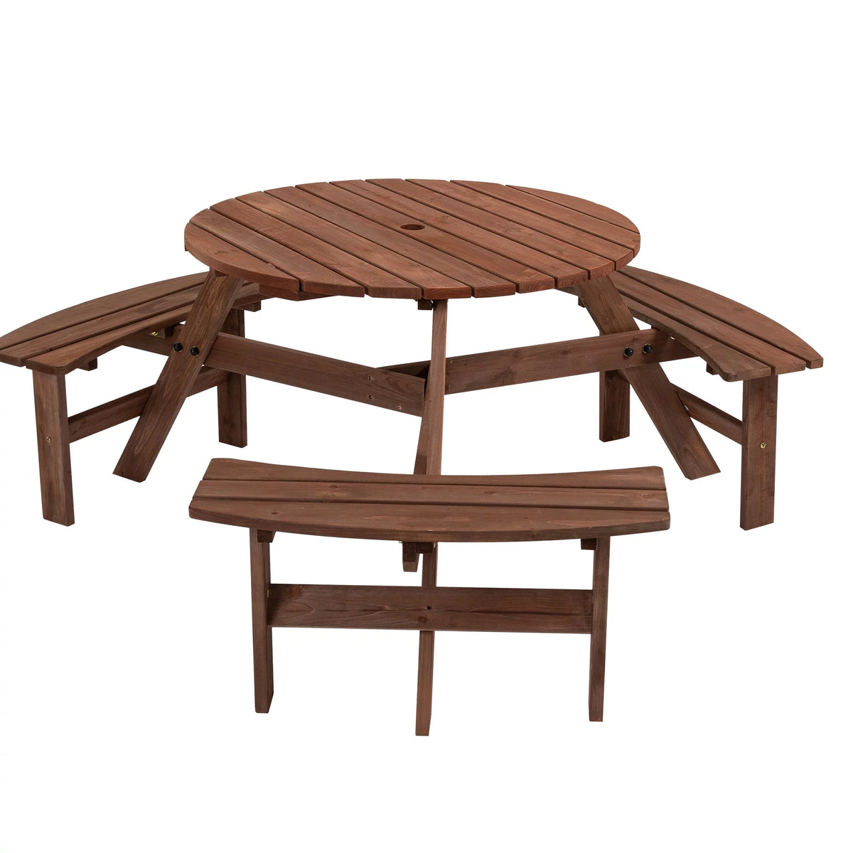 Wooden Picnic Table with Built-in Benches H54313
