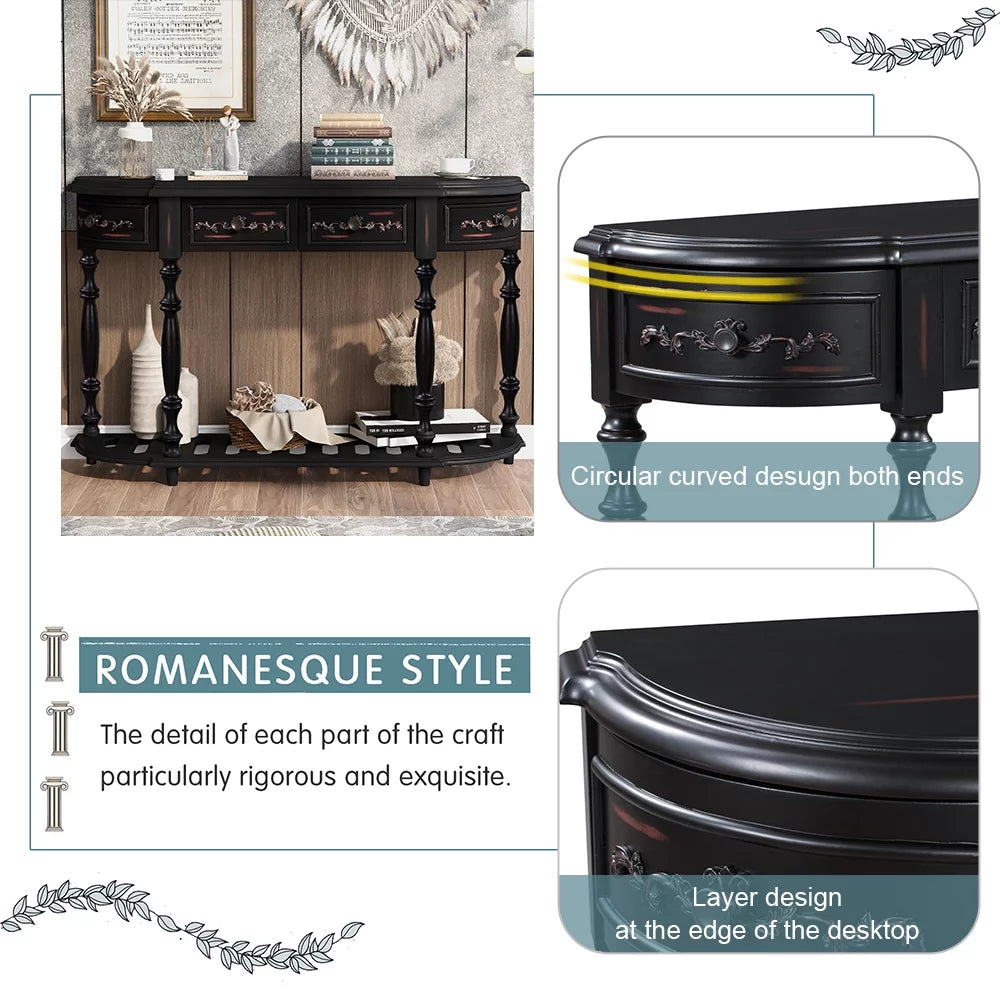 Black Console Table with 4 Drawers Z36826