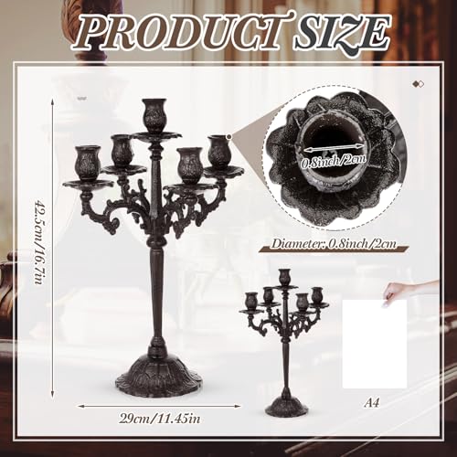2 Pcs 5 Arm Black Cast Iron Candelabra V332738