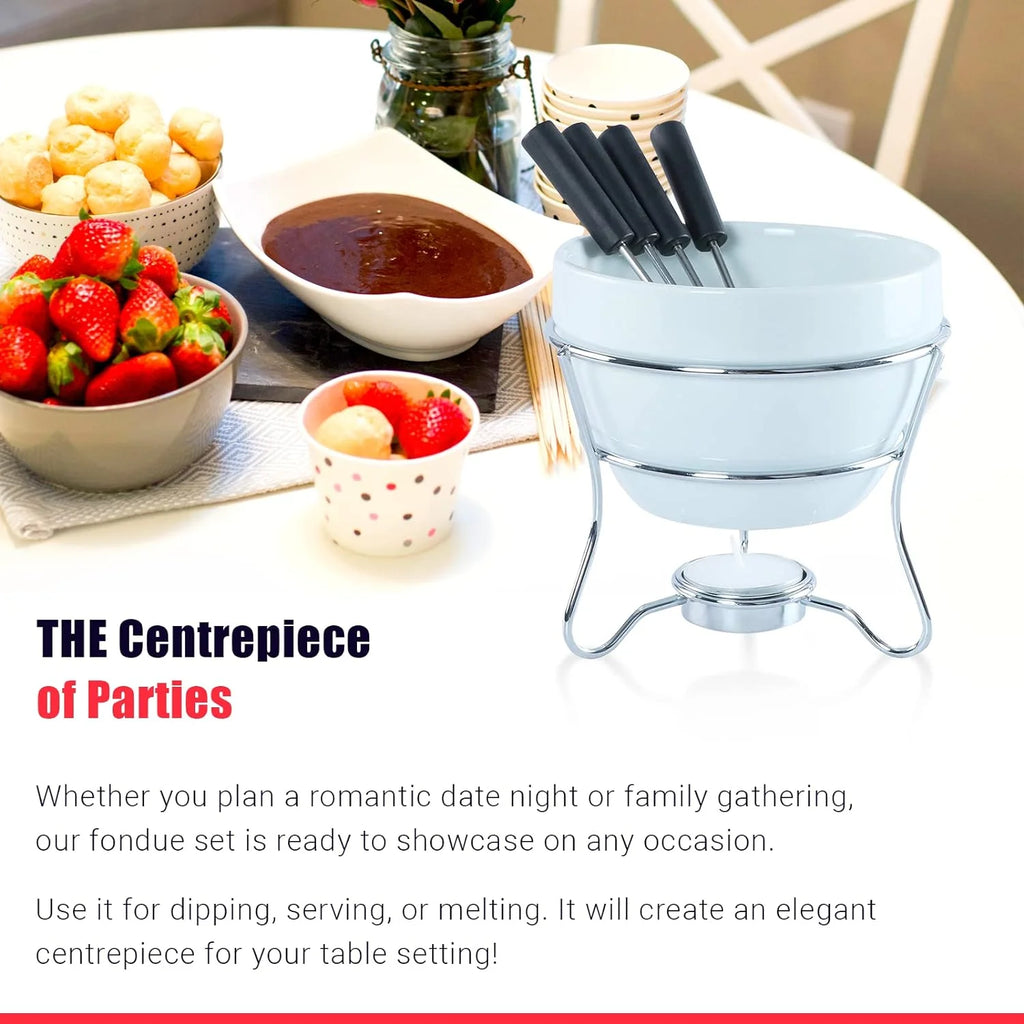 Chocolate Fondue Pot Set of 2 with 4 Dipping Forks X549715