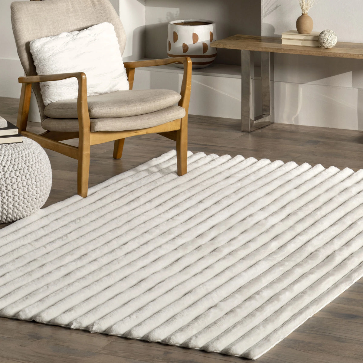 Faux Rabbit Machine Washable Area Rug J24862