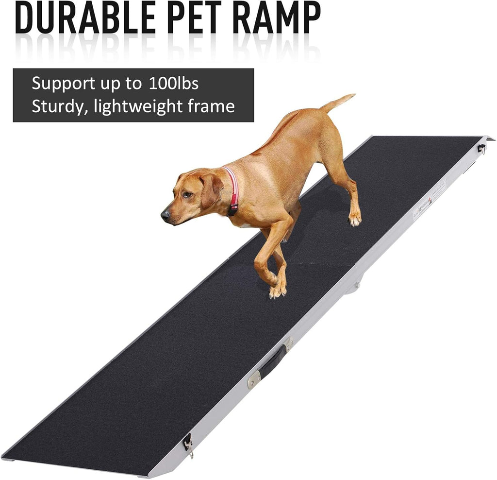 96" Portable Bi-Fold Pet Ramp with Safety Lock & Carry Handle E789820