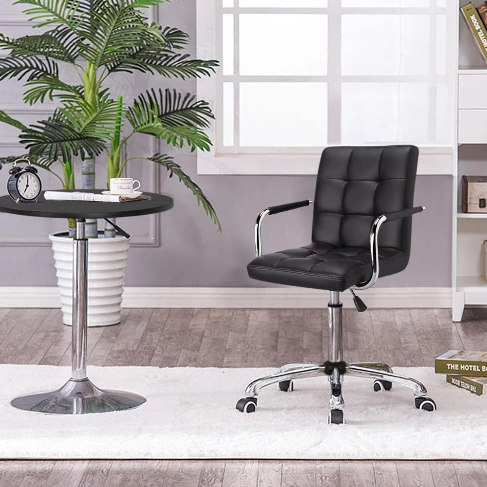 Black Faux Leather Desk Chair with Arms G7872