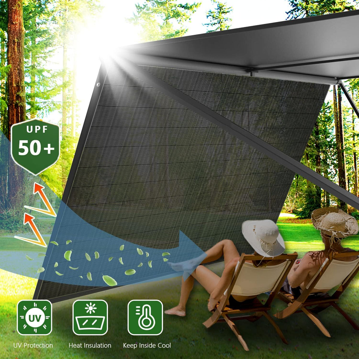 Black Mesh Awning Shade Screen 15' x 9' E378899
