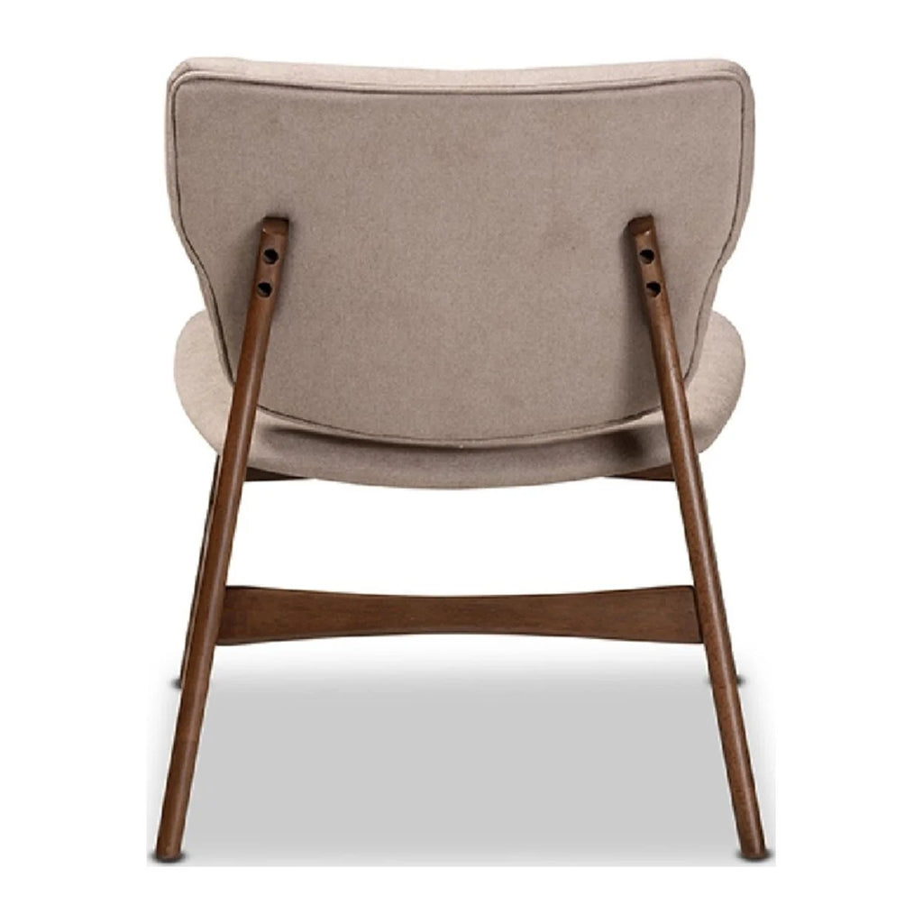 Beige Fabric Upholstered Walnut Brown Wood Accent Chair Z4784