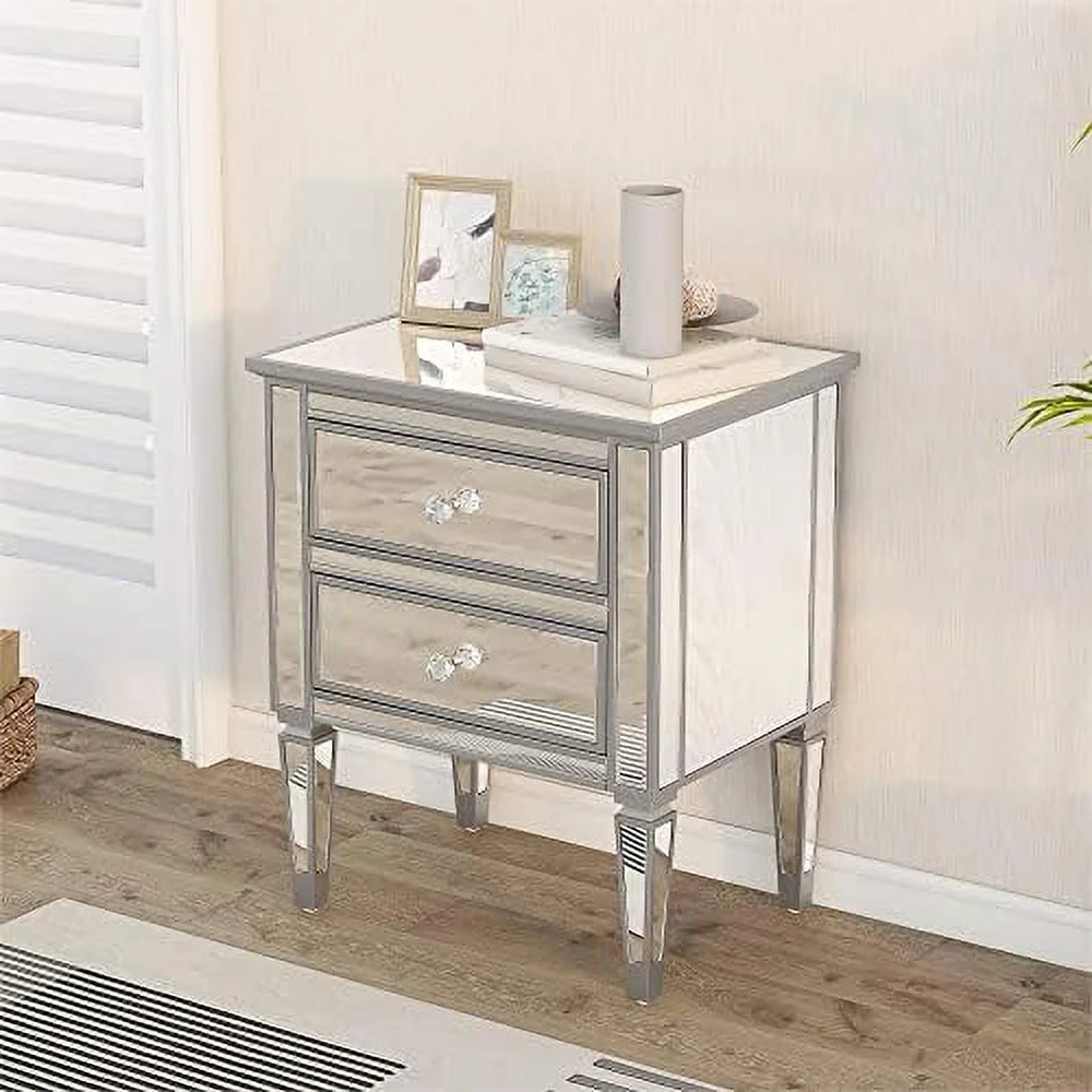 Mirrored 2 Drawer Nightstand J34139