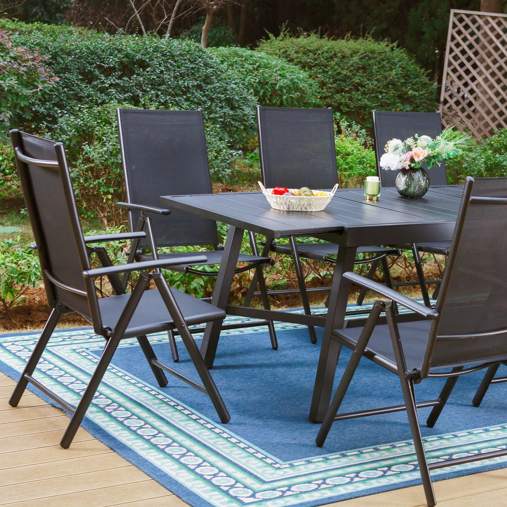 9-Piece Black Outdoor Dining Set with Expandable Table X55825