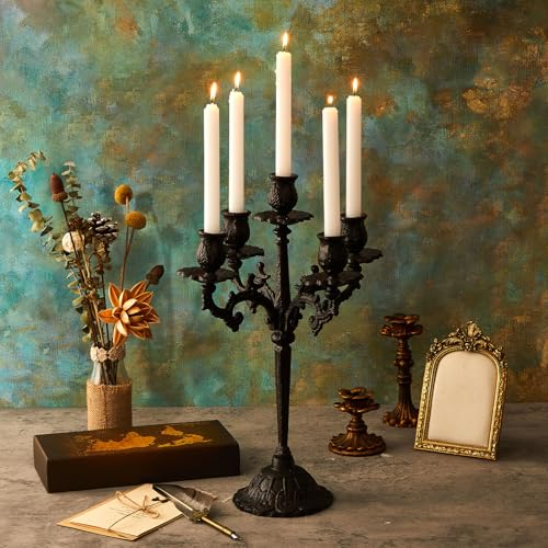 2 Pcs 5 Arm Black Cast Iron Candelabra V332738