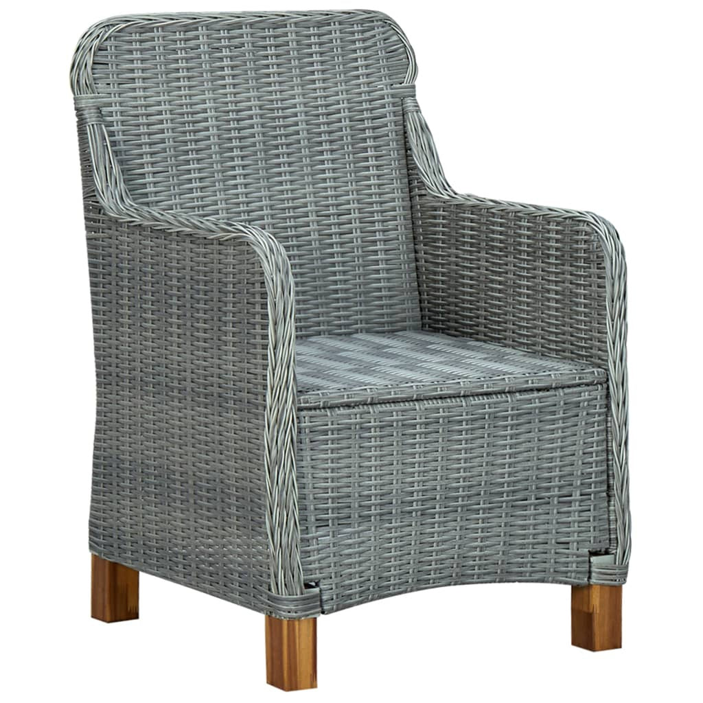 Gray Poly Rattan Patio Chairs with Cushions 2 pcs J2785