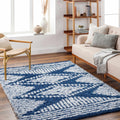Blue Grey Off White Shag Area Rug Q327719
